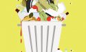 A bin overflowing with wasted food