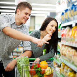 a couple shopping at supermarket